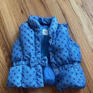 Baby Gap Denim Color Floral Puffer Vest